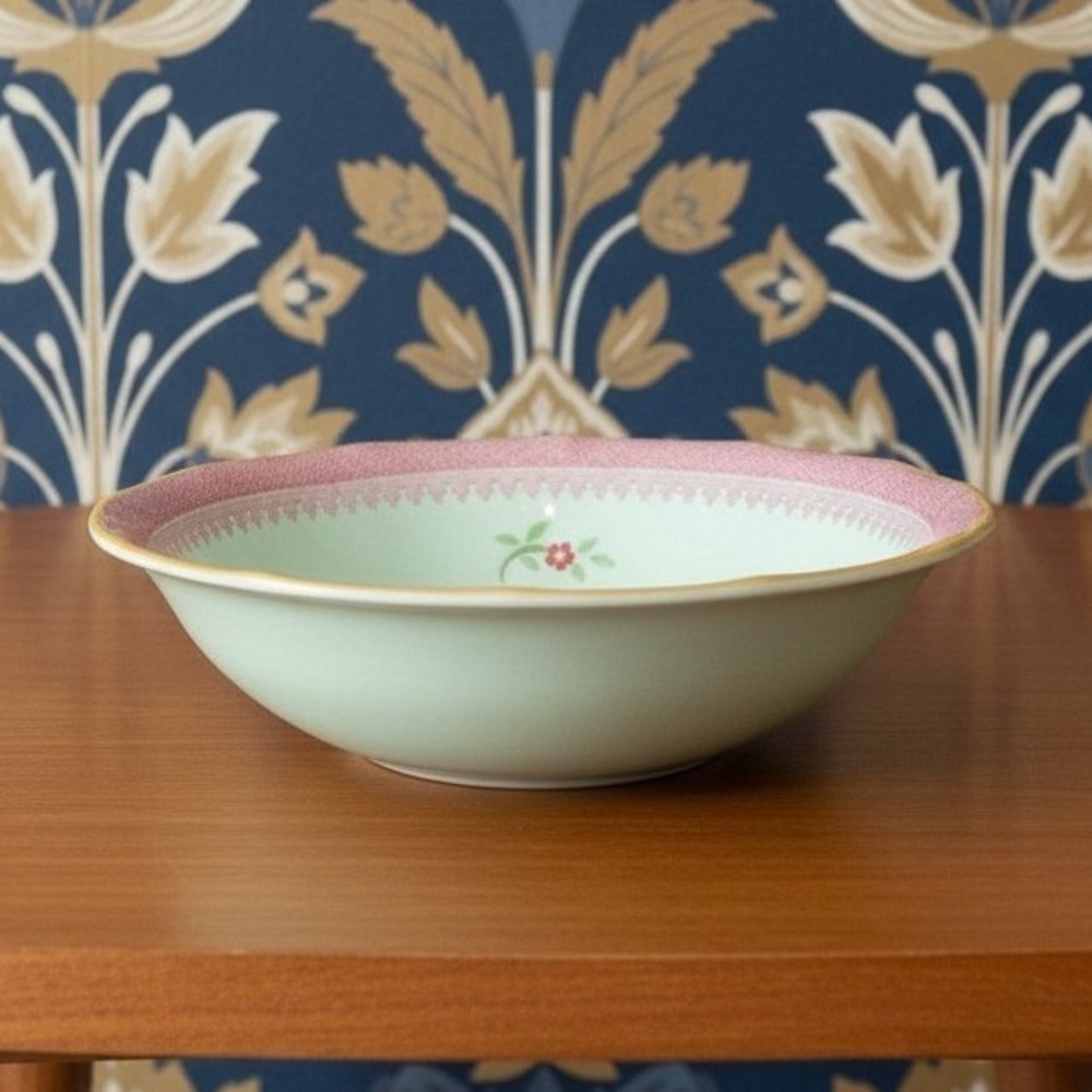 Adams Calyx Ware Lowestoft Dessert Bowl, Hand-Painted Fruit, Vtg English Pottery